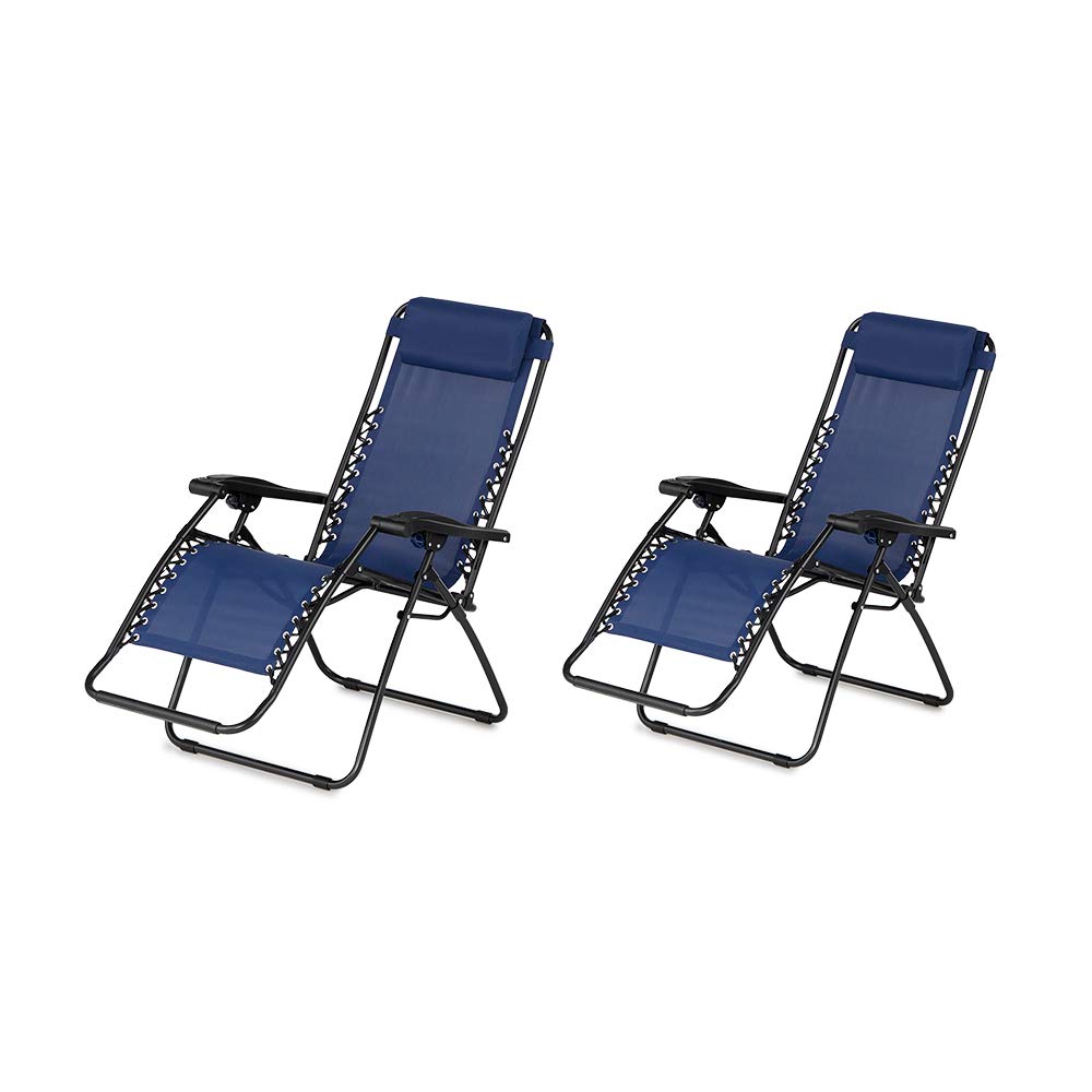 Blue 2 Pack Zero Gravity Folding Recliner Lounge Chair N596