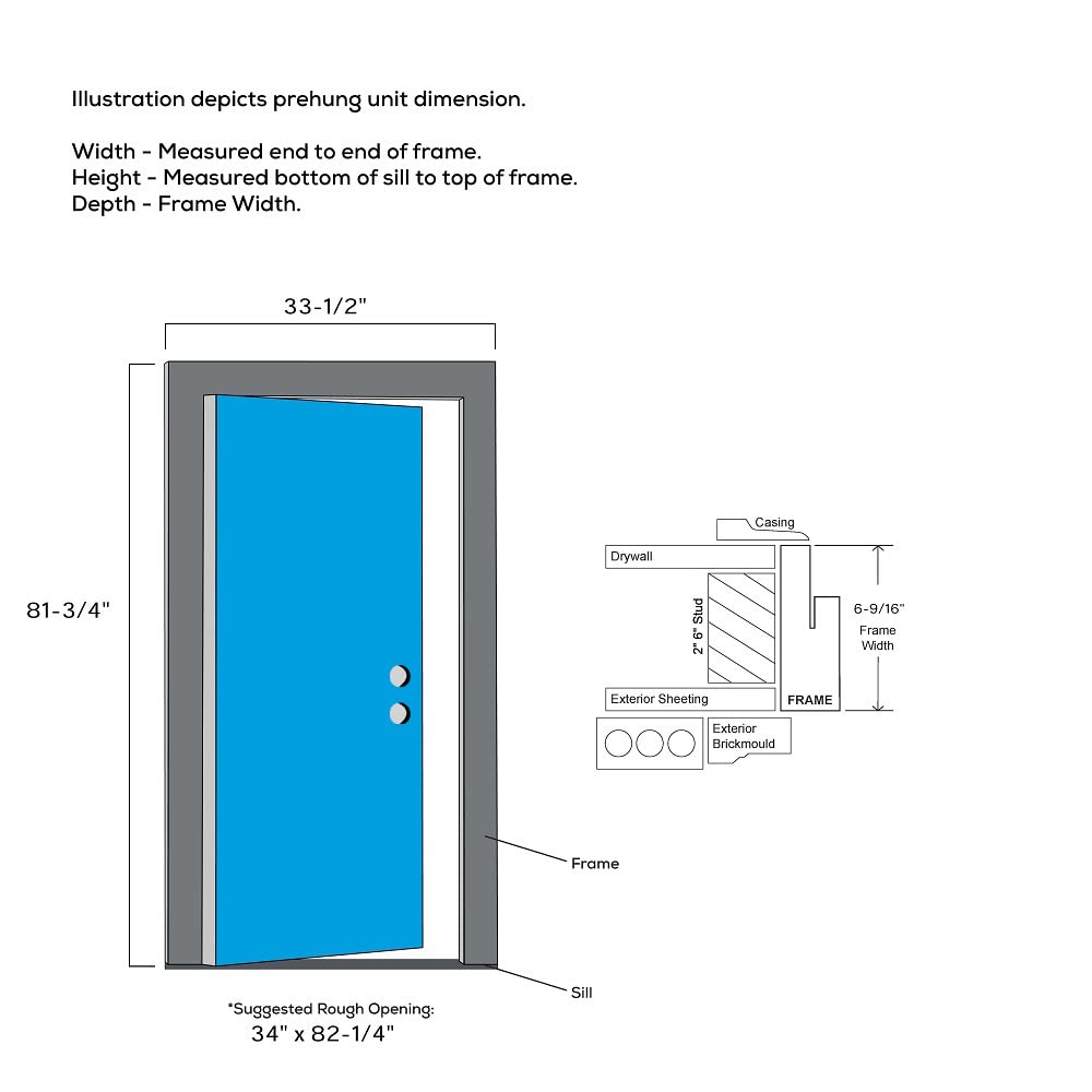 Steel Primed Left-Hand Inswing 2-Panel Single Prehung Front Door 32" x 80" V111086