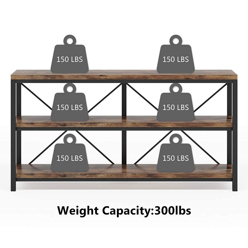 55 Inches 3 Tiers Console Table with Storage Shelves T5845