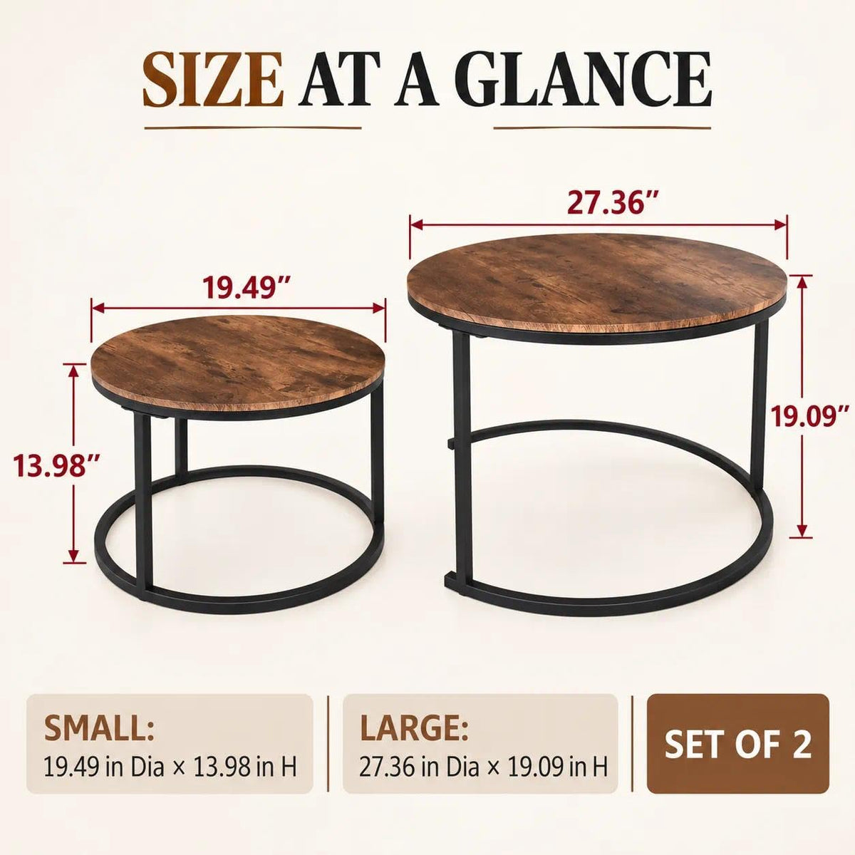 Round Nesting Coffee Table Set of 2 E166276