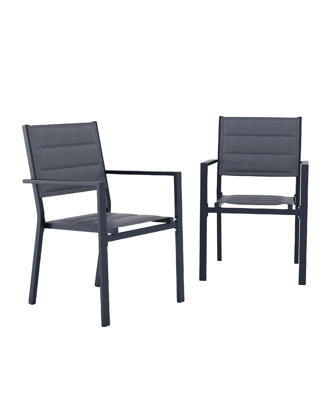 Aluminum Stackable Patio Dining Chairs Set of 2 Dark Grey R7379