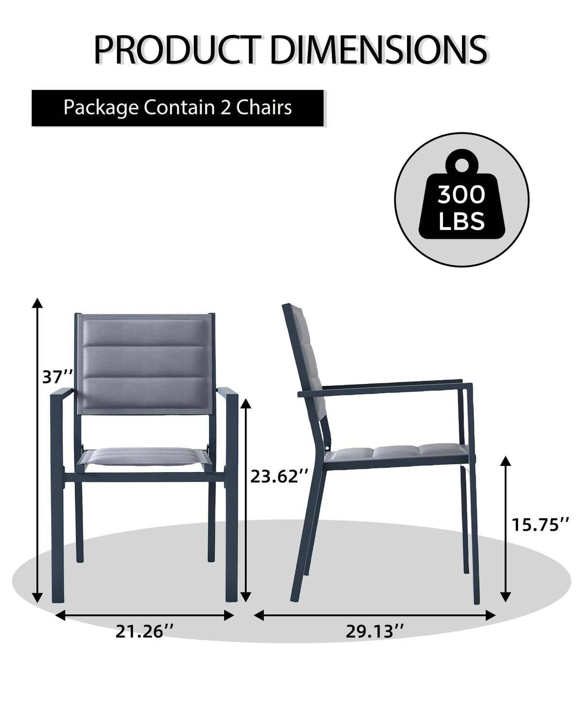 Aluminum Stackable Patio Dining Chairs Set of 2 Dark Grey R7379