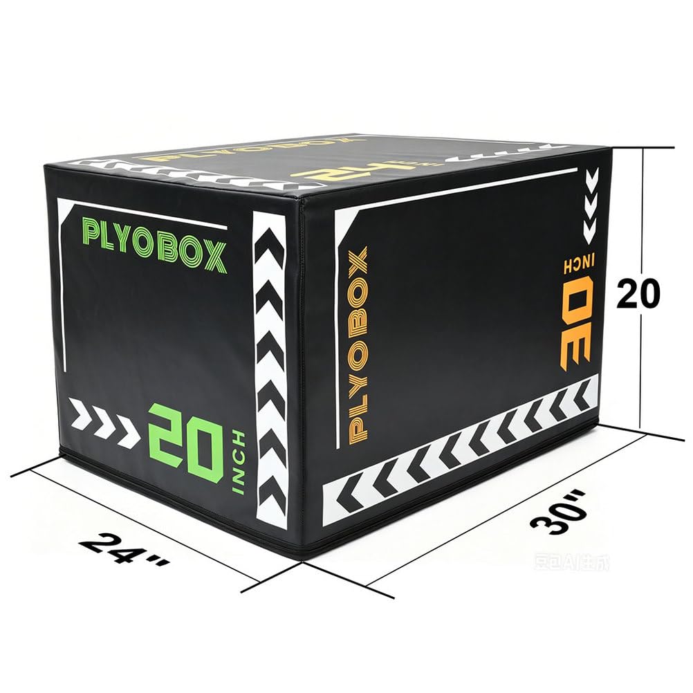 3-in-1 Foam Plyometric Jump Box, 20/24/30 Inch Plyo Box with Non-Slip PVC Cover F568