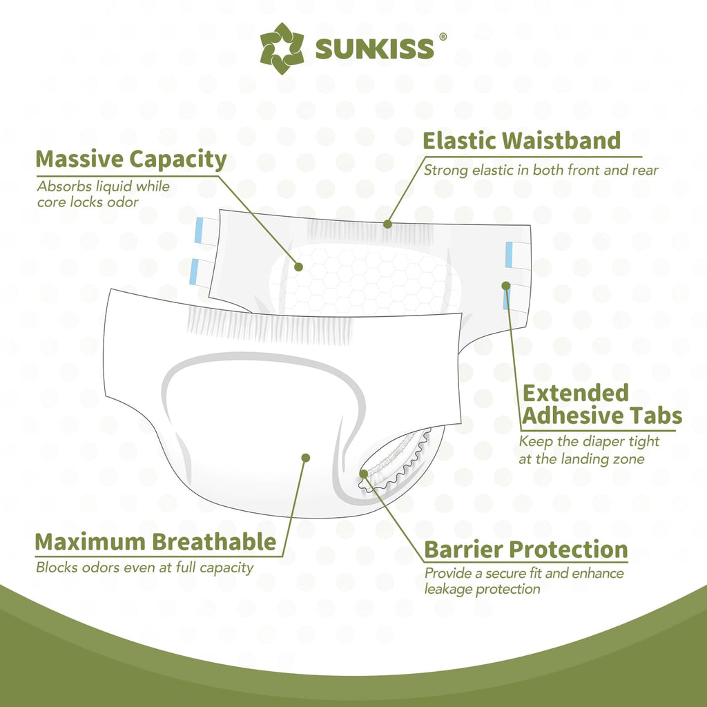 Adult Diapers with Tabs, L/XL, White, 40 Count Q52718