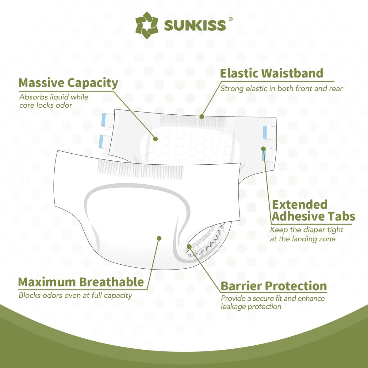 Adult Diapers with Tabs, L/XL, White, 40 Count Q52718