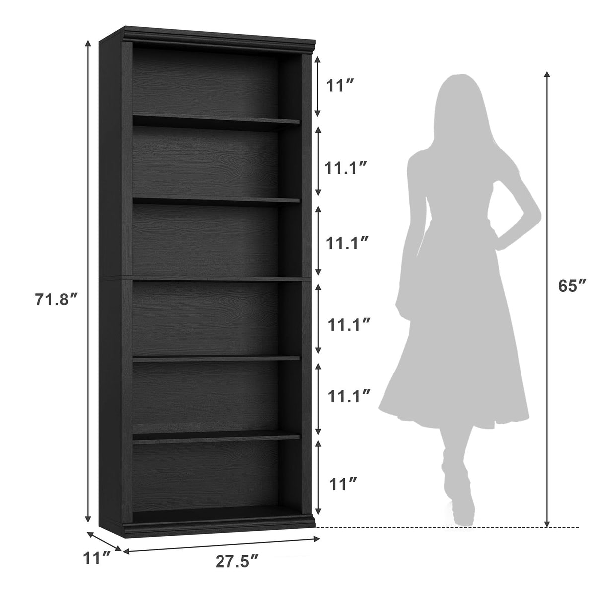 Black Tall Bookshelf W457