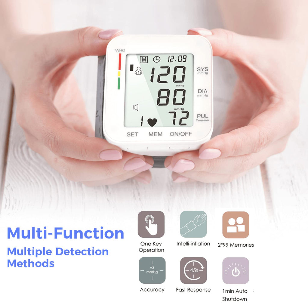 White Wrist Blood Pressure Monitor with Carrying Case Q3954