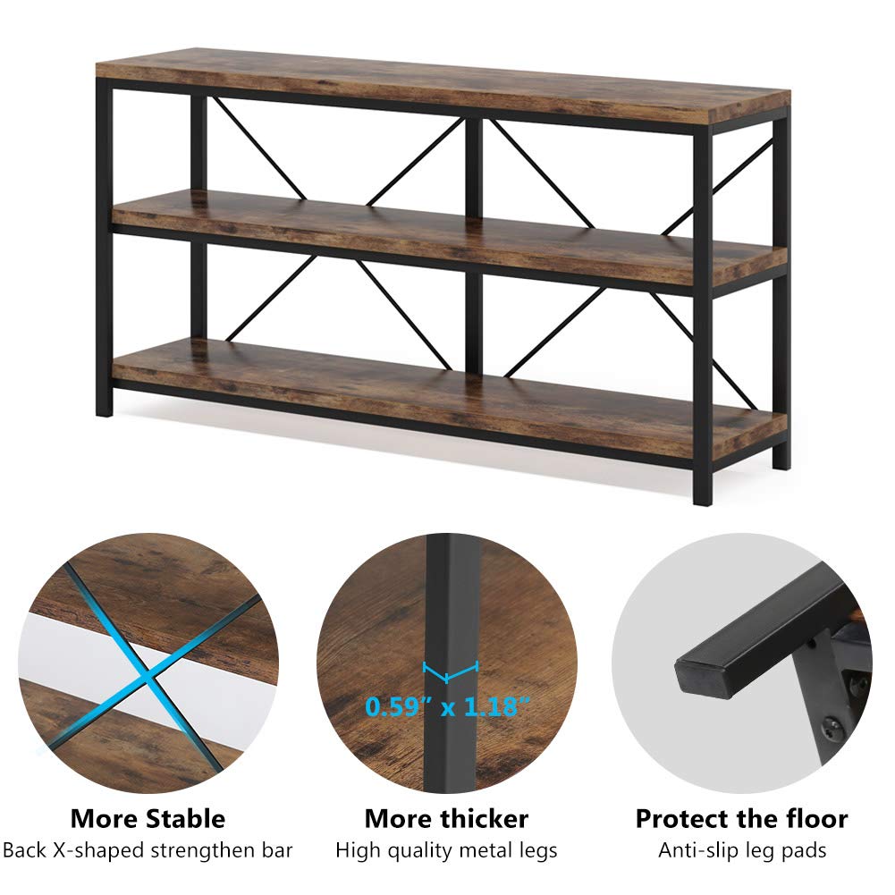 55 Inches 3 Tiers Console Table with Storage Shelves T5845