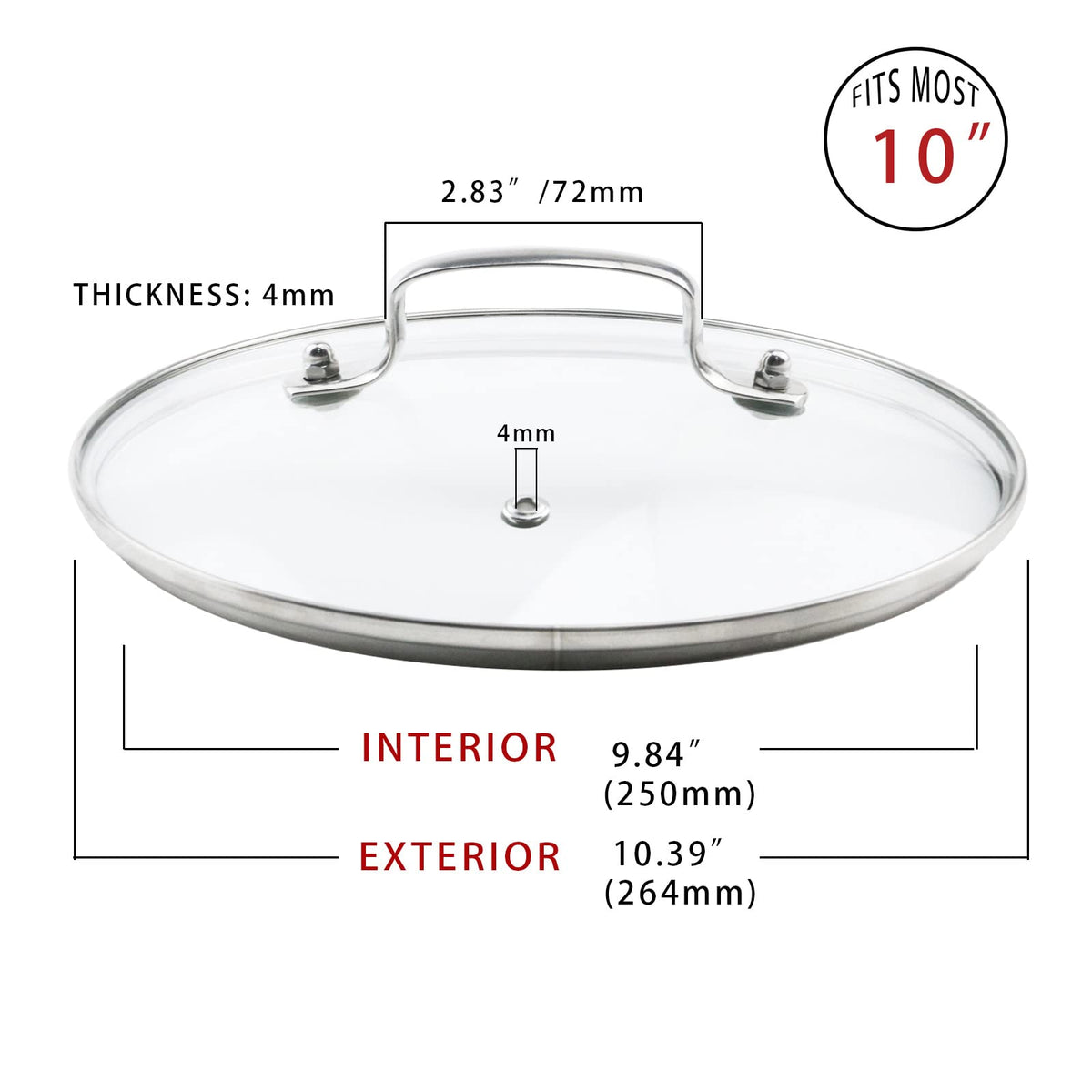 10" Tempered Glass Lid with Steam Vent Hole P669684