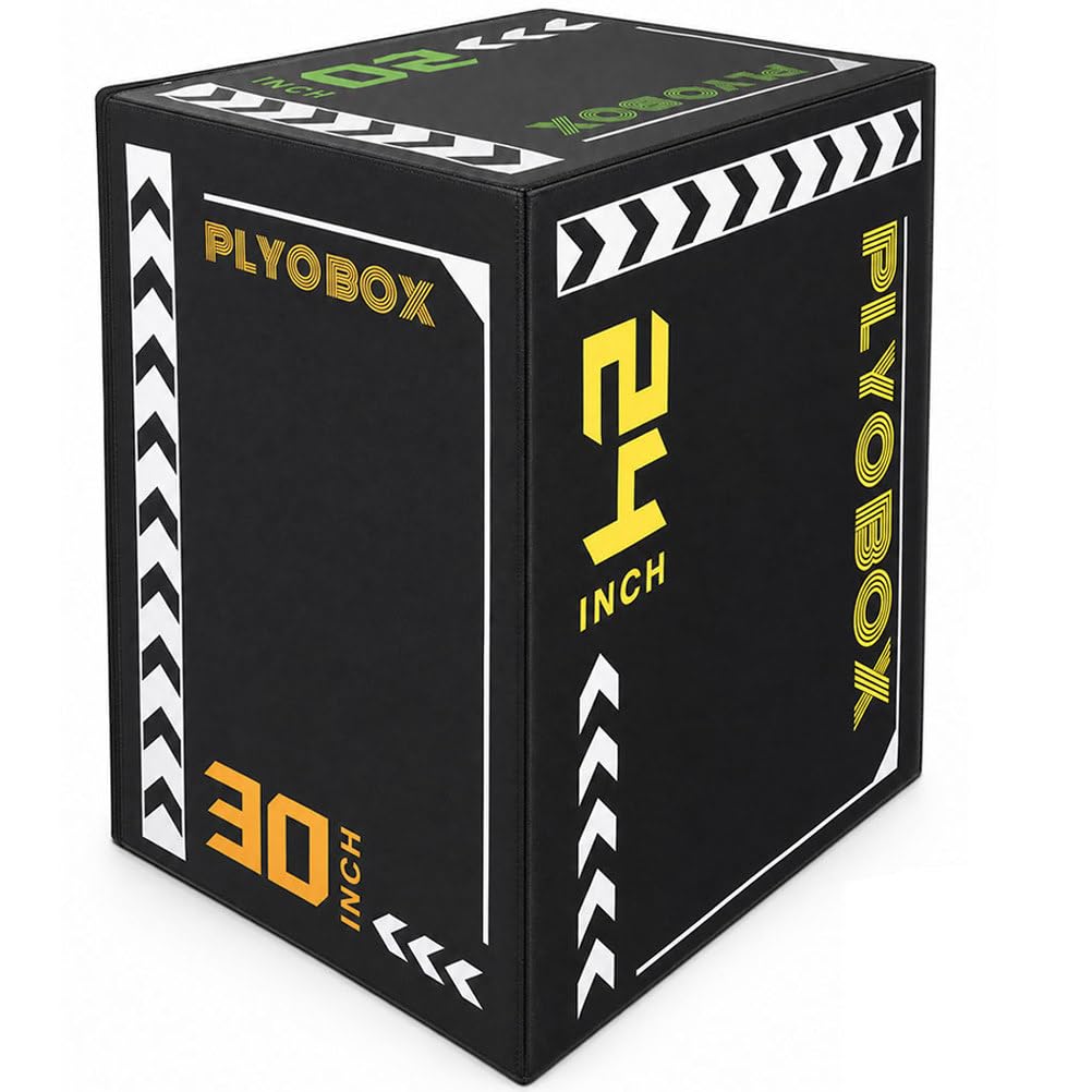 3-in-1 Foam Plyometric Jump Box, 20/24/30 Inch Plyo Box with Non-Slip PVC Cover F568