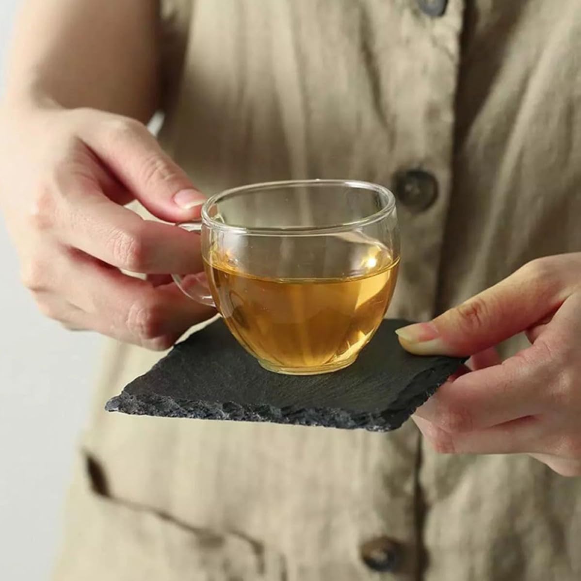12pcs Natural Stone Square Coasters Set T5289