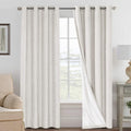 100% Blackout Linen Curtains 84" L 2 Panels Ivory P674