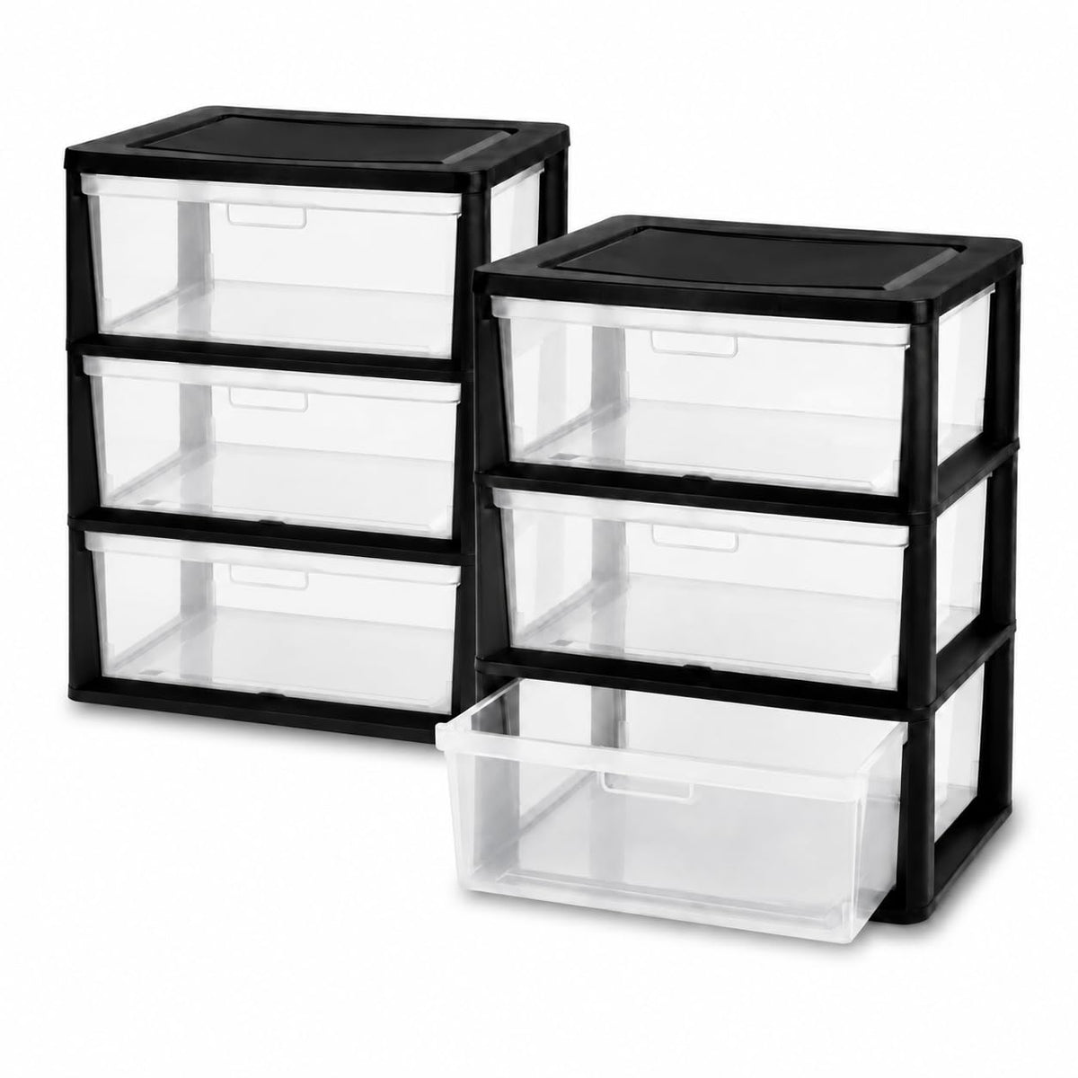 Plastic 3 Drawer Storage Tower with Clear Removable Bins V38987