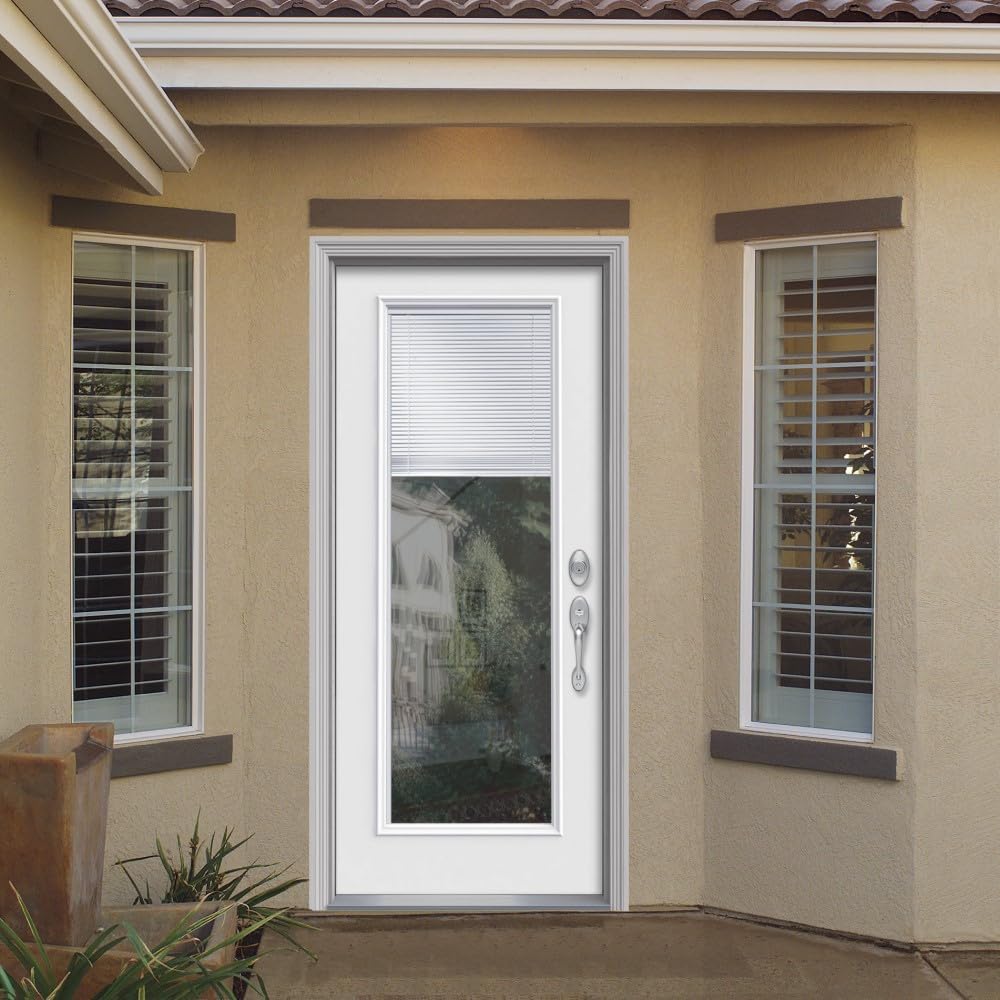 Fiberglass Smooth Primed Left Hand In-Swing Prehung Front Door Full Lite Clear Glass 36" x 80" Y234