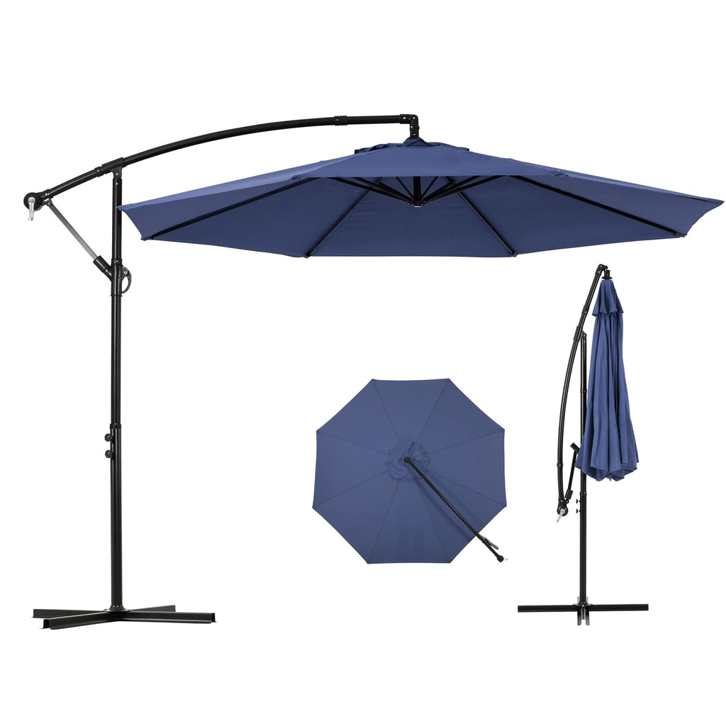10ft Offset Hanging Patio Umbrella with Crank Lift & Tilt W35333