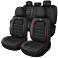 Waterproof Nappa Leather Car Seat Covers Standard 5 Seats Black & Red N941