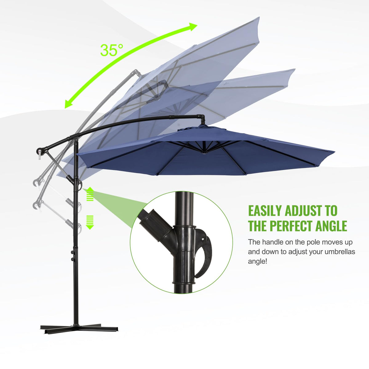 10ft Offset Hanging Patio Umbrella with Crank Lift & Tilt W35333