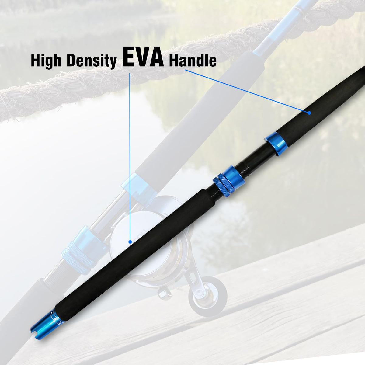 1-Piece 2-Piece Saltwater Trolling Rod Conventional Boat Fishing Pole M7904