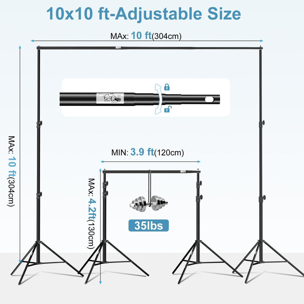 10x10Ft Heavy Duty Adjustable Backdrop Stand G703