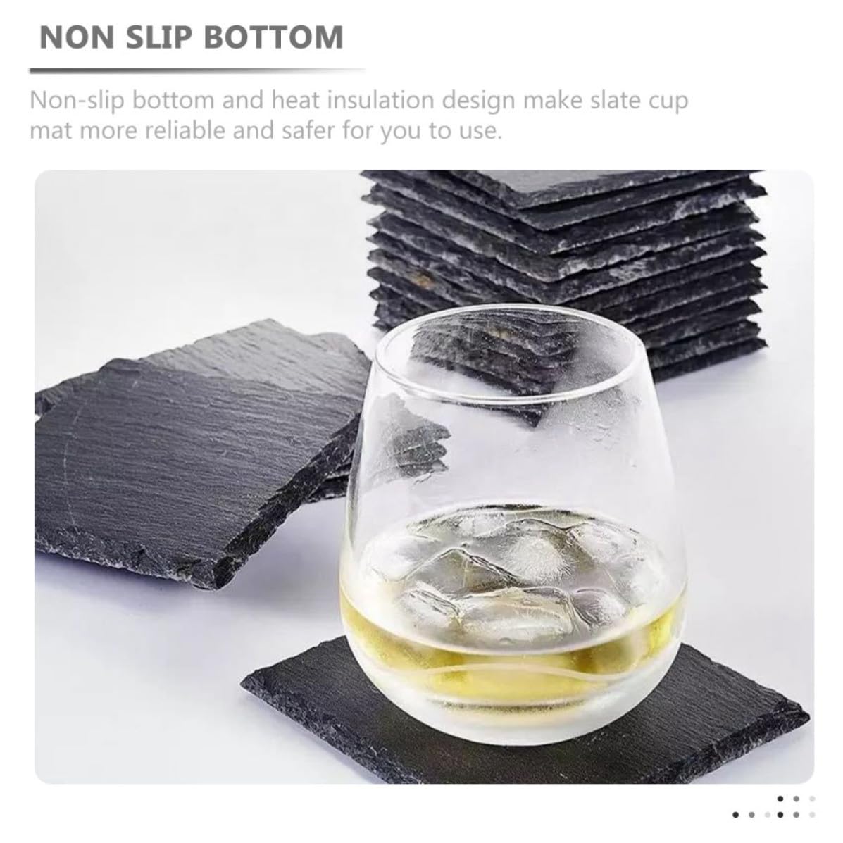 12pcs Natural Stone Square Coasters Set T5289