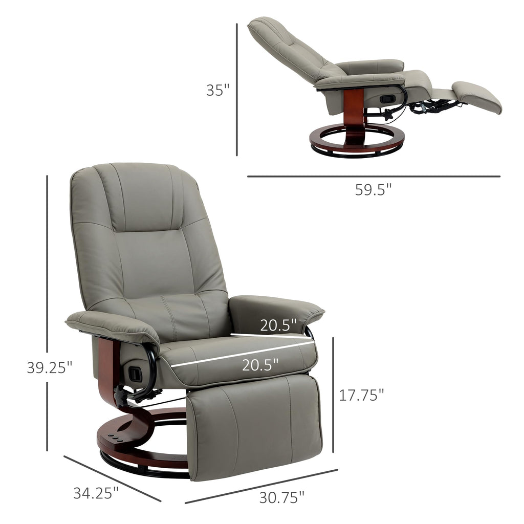 Gray PU Leather Swivel Recliner Chair M396608
