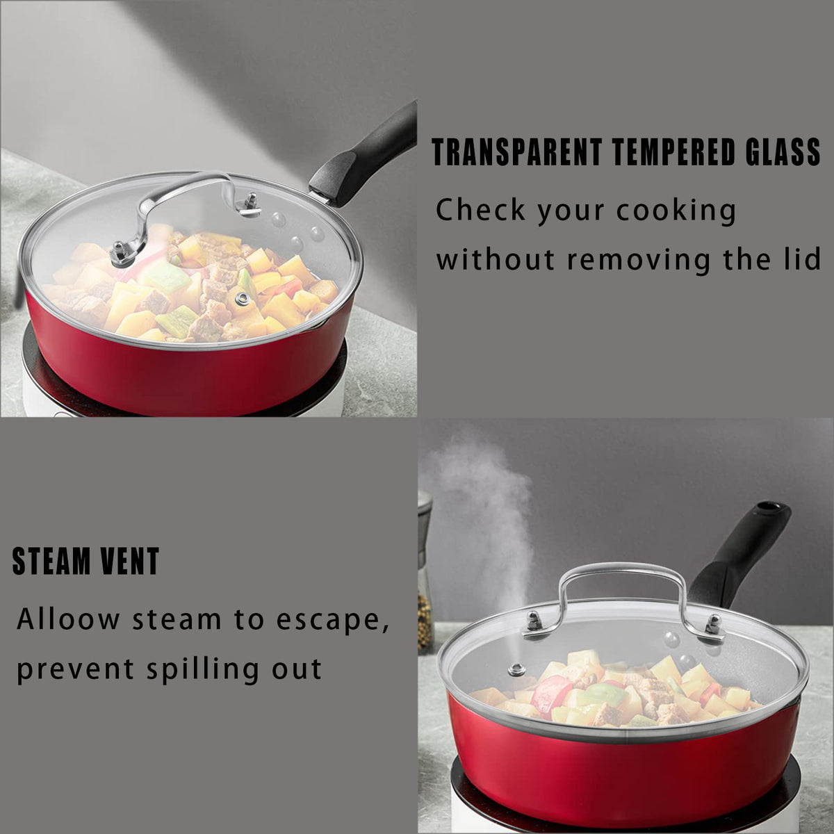 10" Tempered Glass Lid with Steam Vent Hole P669684