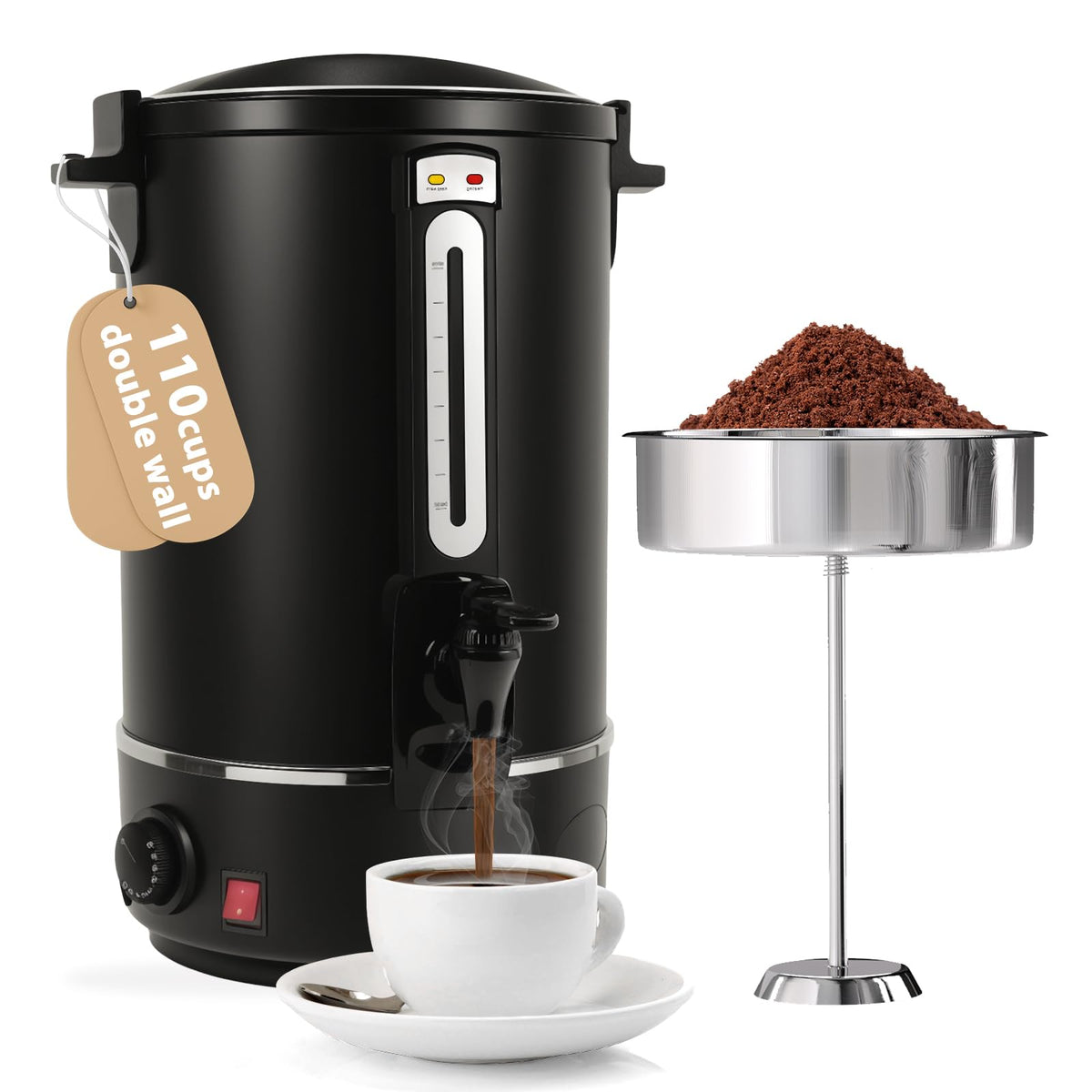 110 Cups Black Stainless Steel Commercial Coffee Urn K222