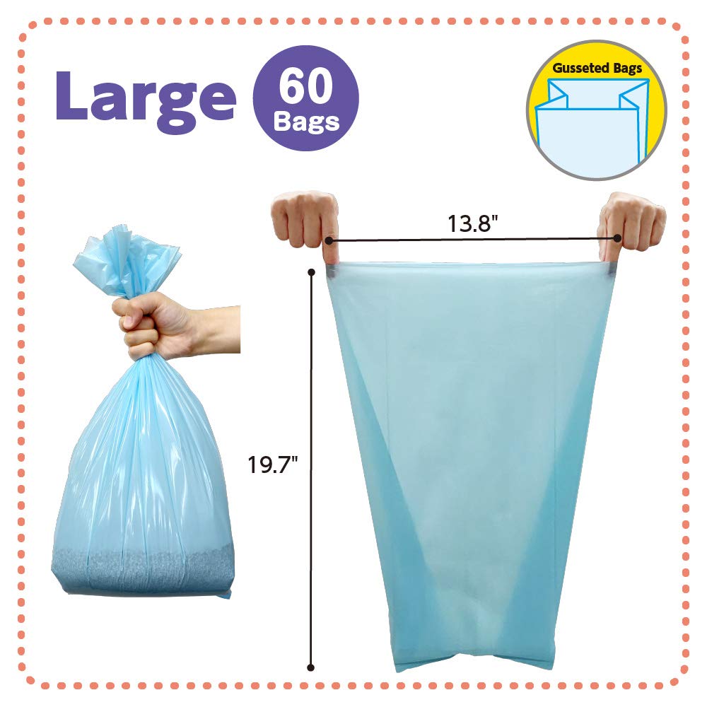 Unscented Cat Waste Disposal Bags 60 Count Pack of 3 I48557