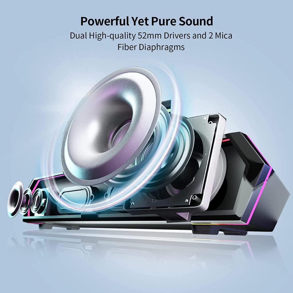 Computer Sound Bar with Deep Bass RGB Microphone Bluetooth 5.3 USB S30418