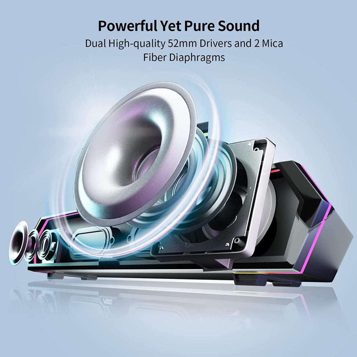 Computer Sound Bar with Deep Bass RGB Microphone Bluetooth 5.3 USB S30418