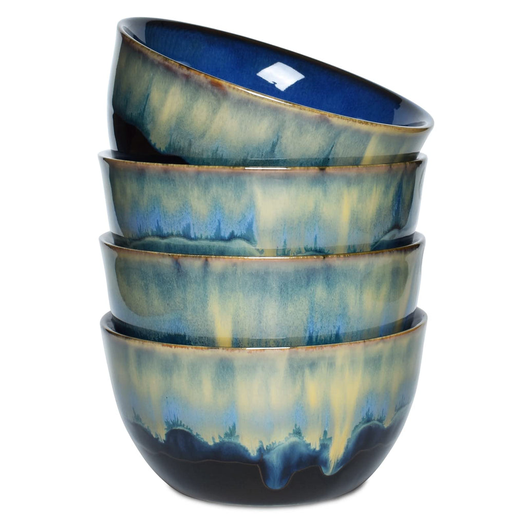 Blue Stoneware Cereal Bowls Set of 4, 26 Oz B5662