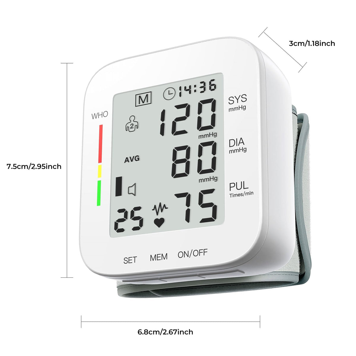 White Wrist Blood Pressure Monitor with Carrying Case Q3954