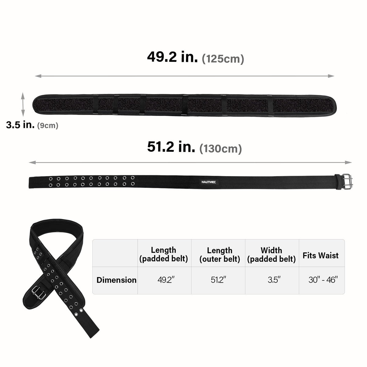 Heavy-Duty Padded Tool Belt, 3.5" Wide Adjustable Work Belt F318