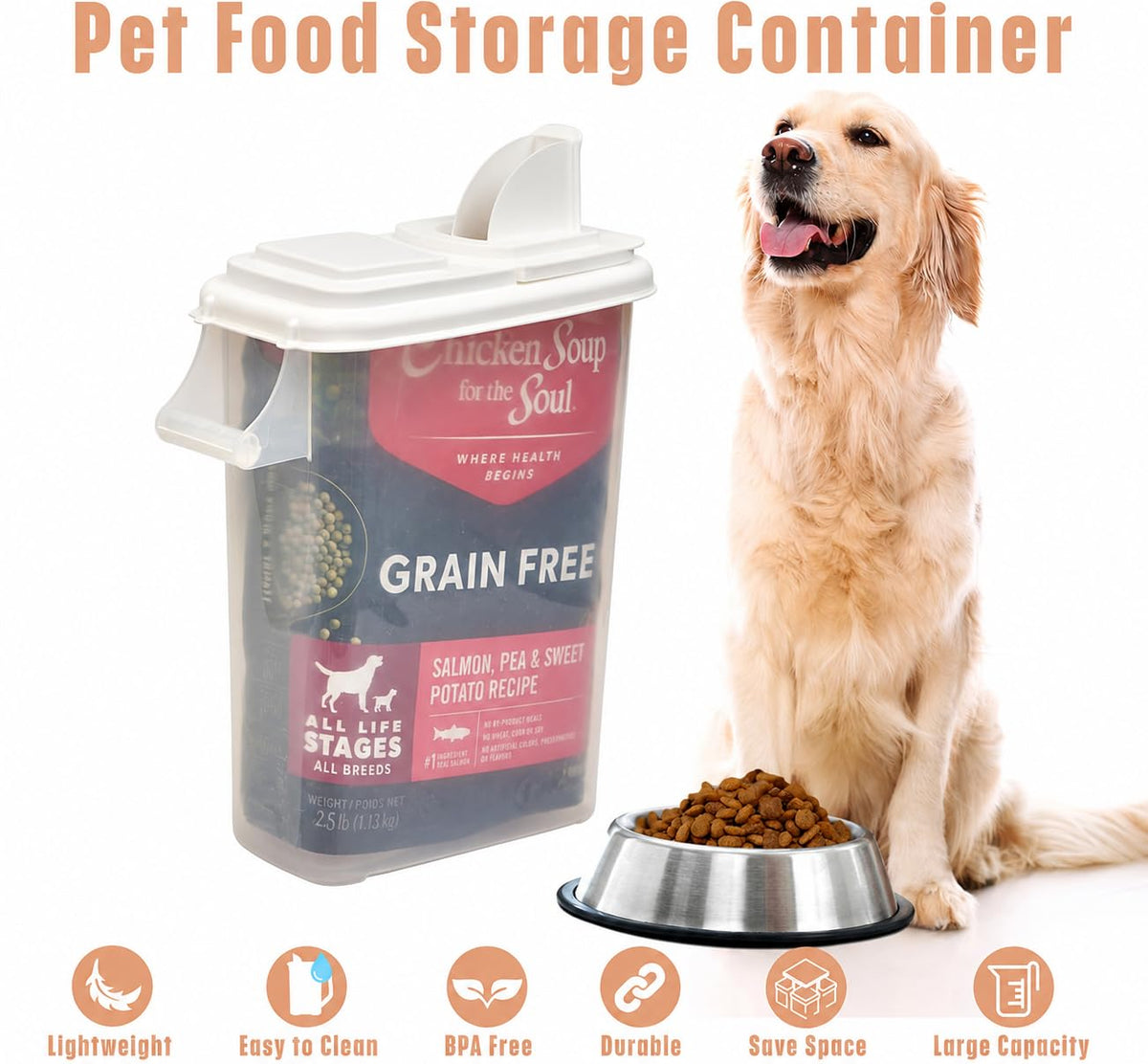 Airtight Pet Food Storage Container 32 Quart with Pour Spout H103657