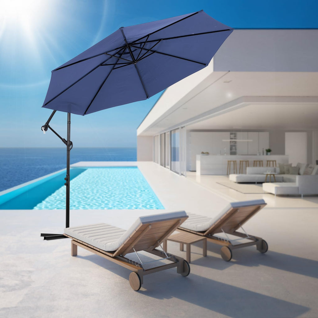 10ft Offset Hanging Patio Umbrella with Crank Lift & Tilt W35333