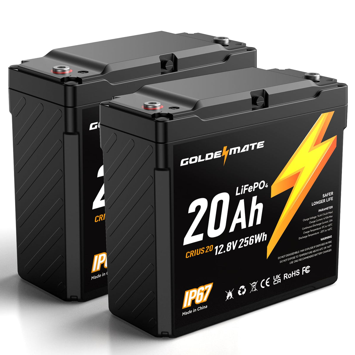12V 20Ah Lithium LiFePO4 Battery 2 Packs G741