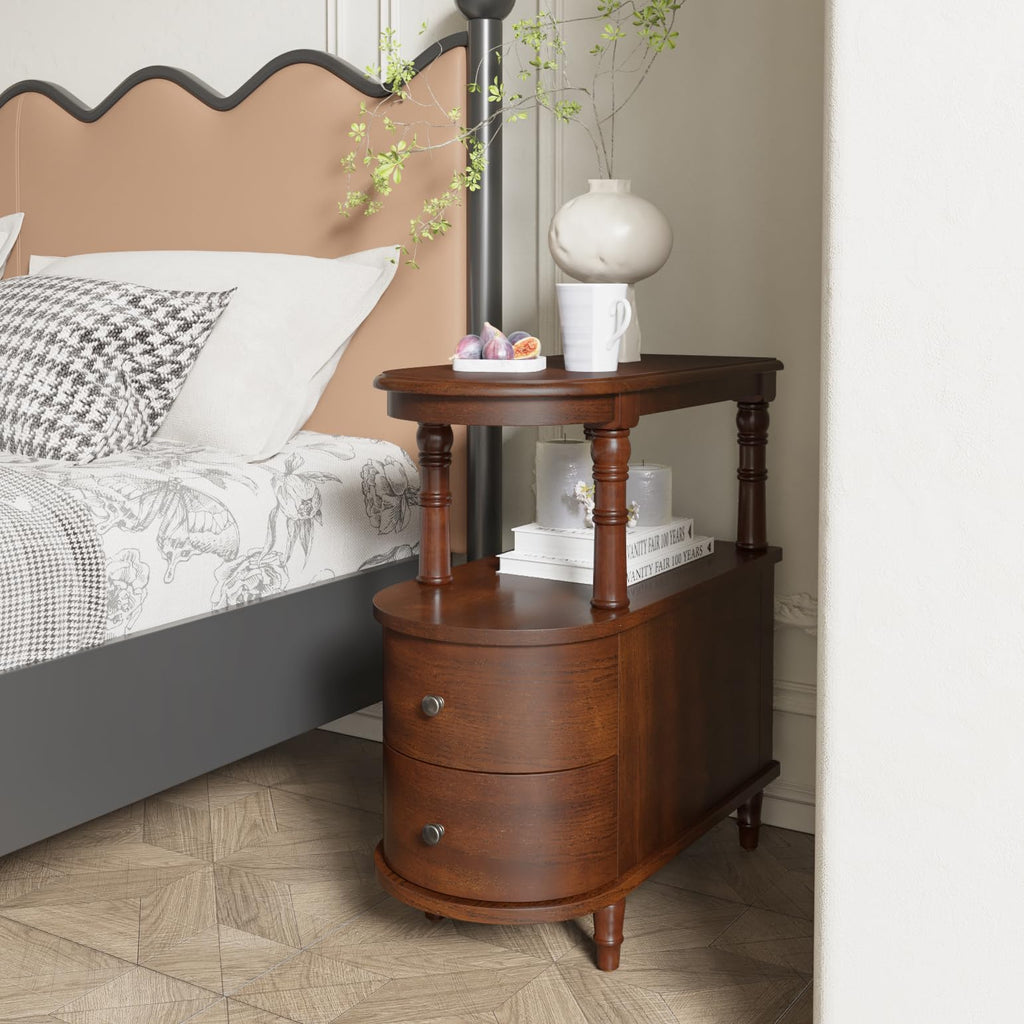 Solid Wood End Table with 2 Drawers B64992