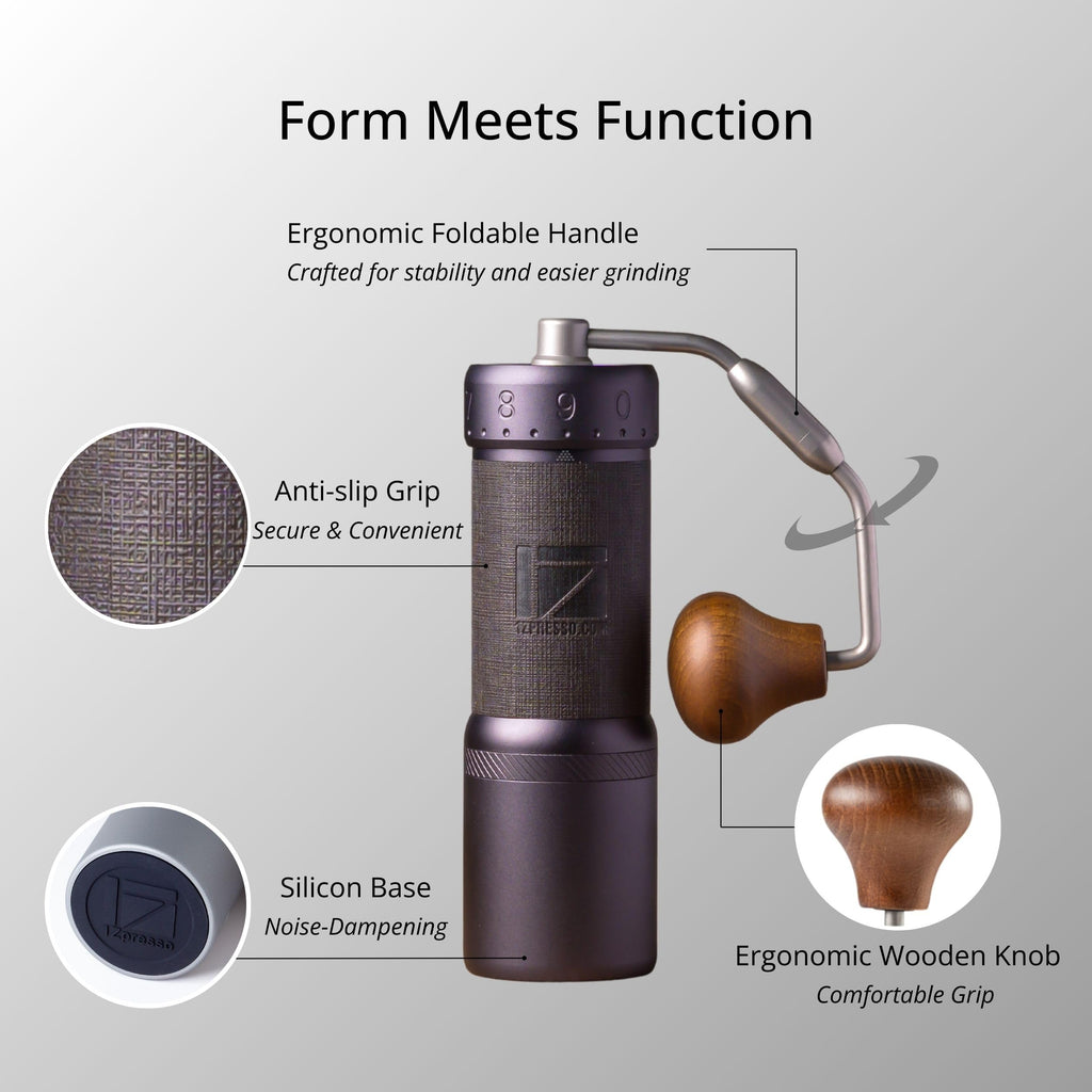 Manual Coffee Grinder Iron Gray Conical Burr Foldable Handle U223996