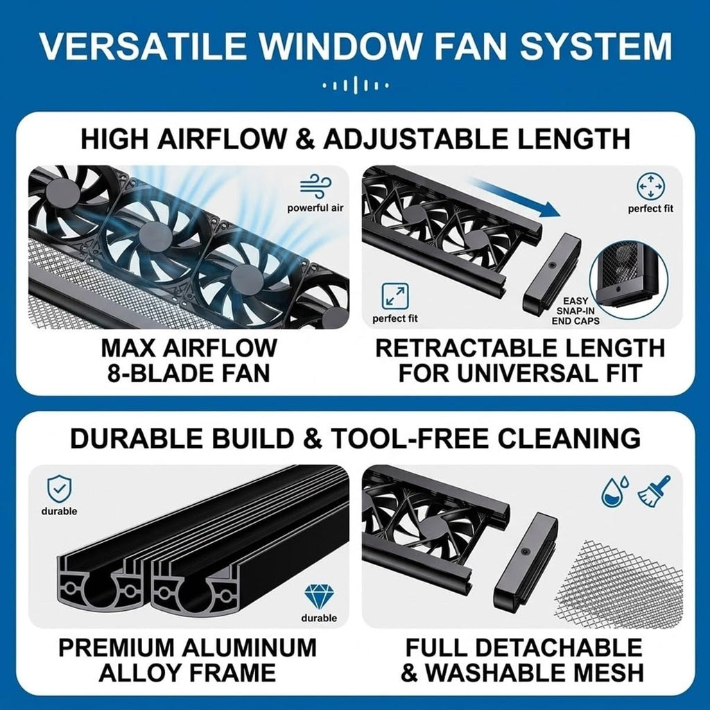 Window Exhaust Fan Reversible Airflow Variable Speed Retractable H384507