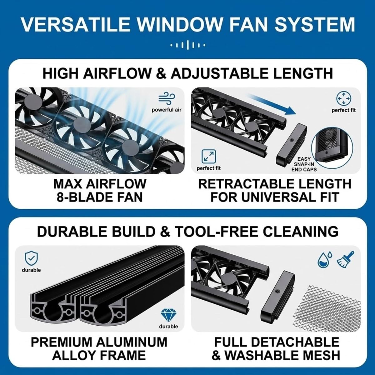 Window Exhaust Fan Reversible Airflow Variable Speed Retractable H384507