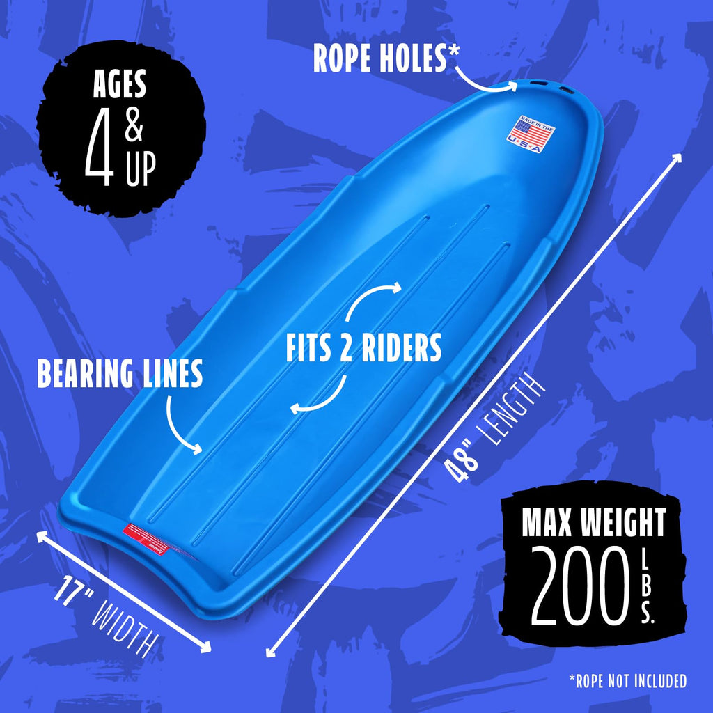 48 Inch Toboggan Style Plastic Snow Sled 3-Pack G61138