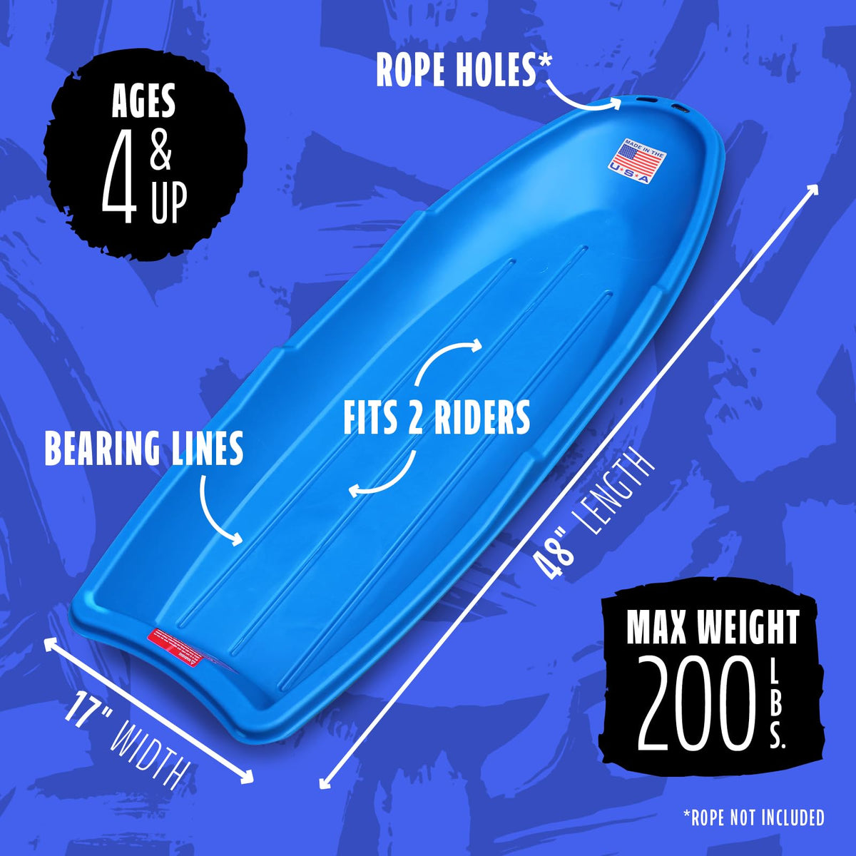 48 Inch Toboggan Style Plastic Snow Sled 3-Pack G61138