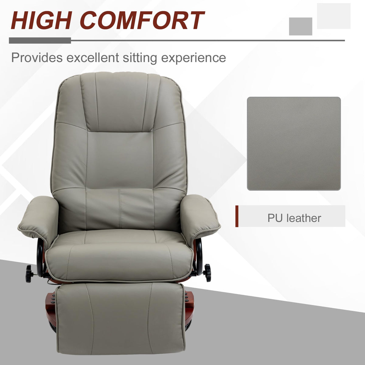 Gray PU Leather Swivel Recliner Chair M396608