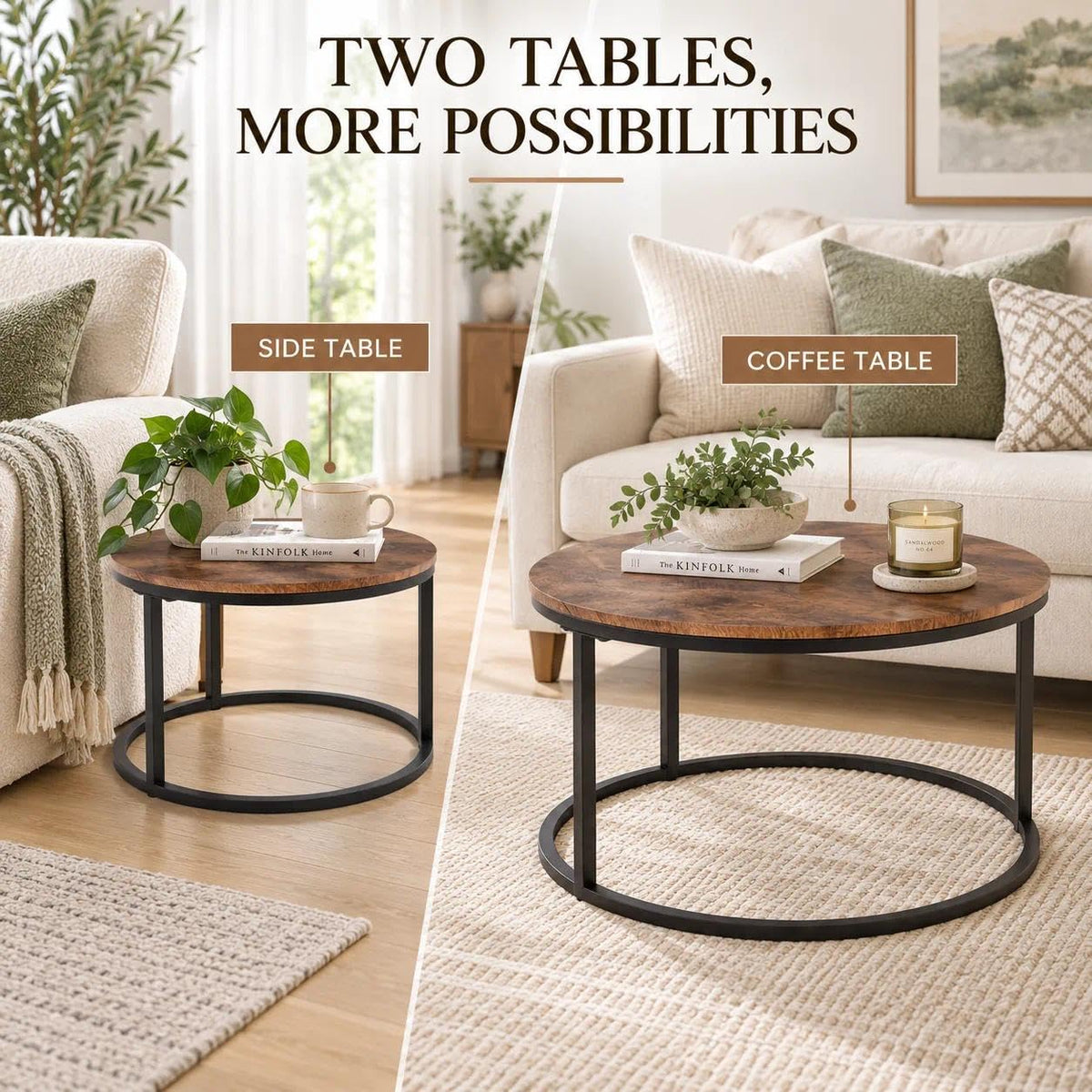 Round Nesting Coffee Table Set of 2 E166276