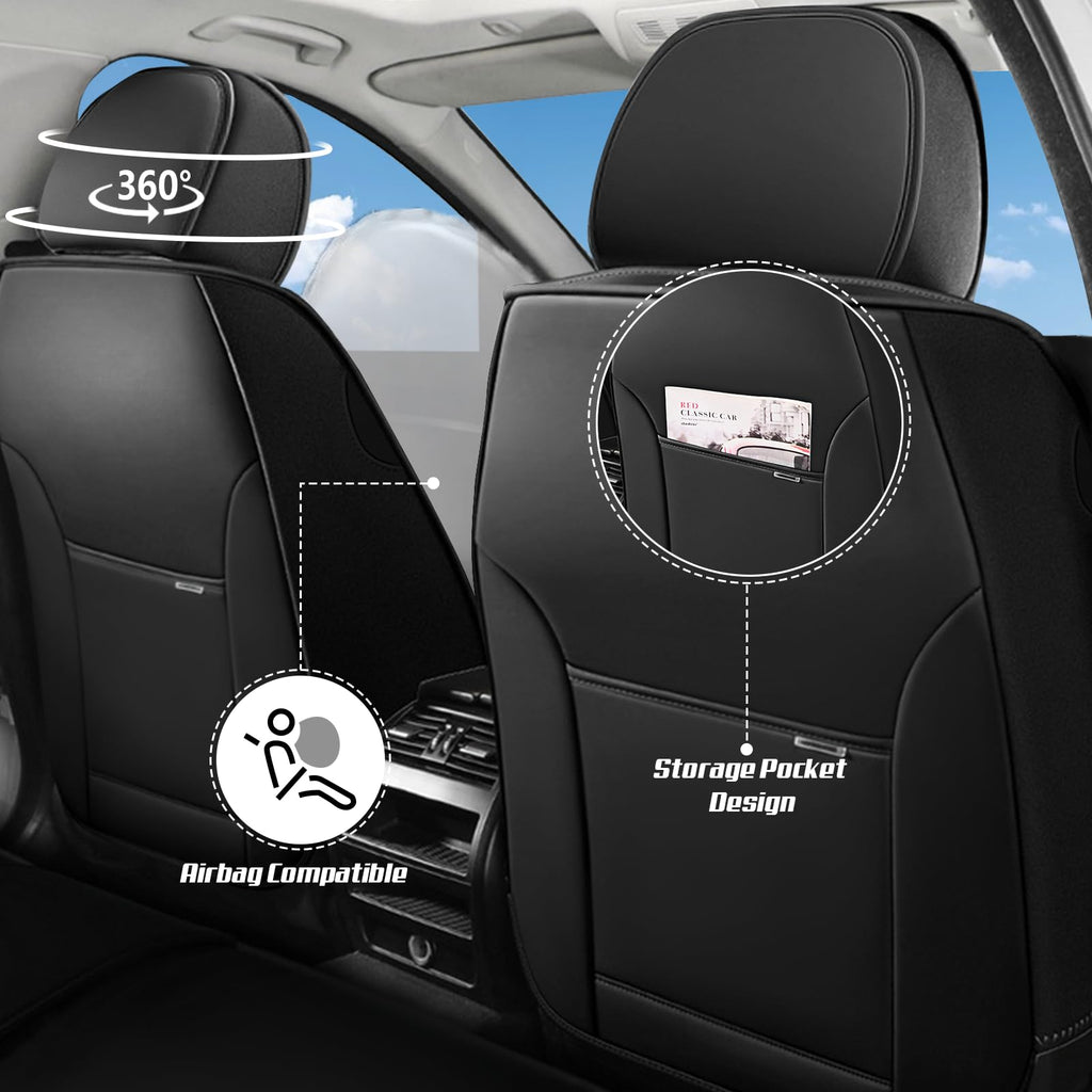 Waterproof Nappa Leather Car Seat Covers Standard 5 Seats Black & Red N941