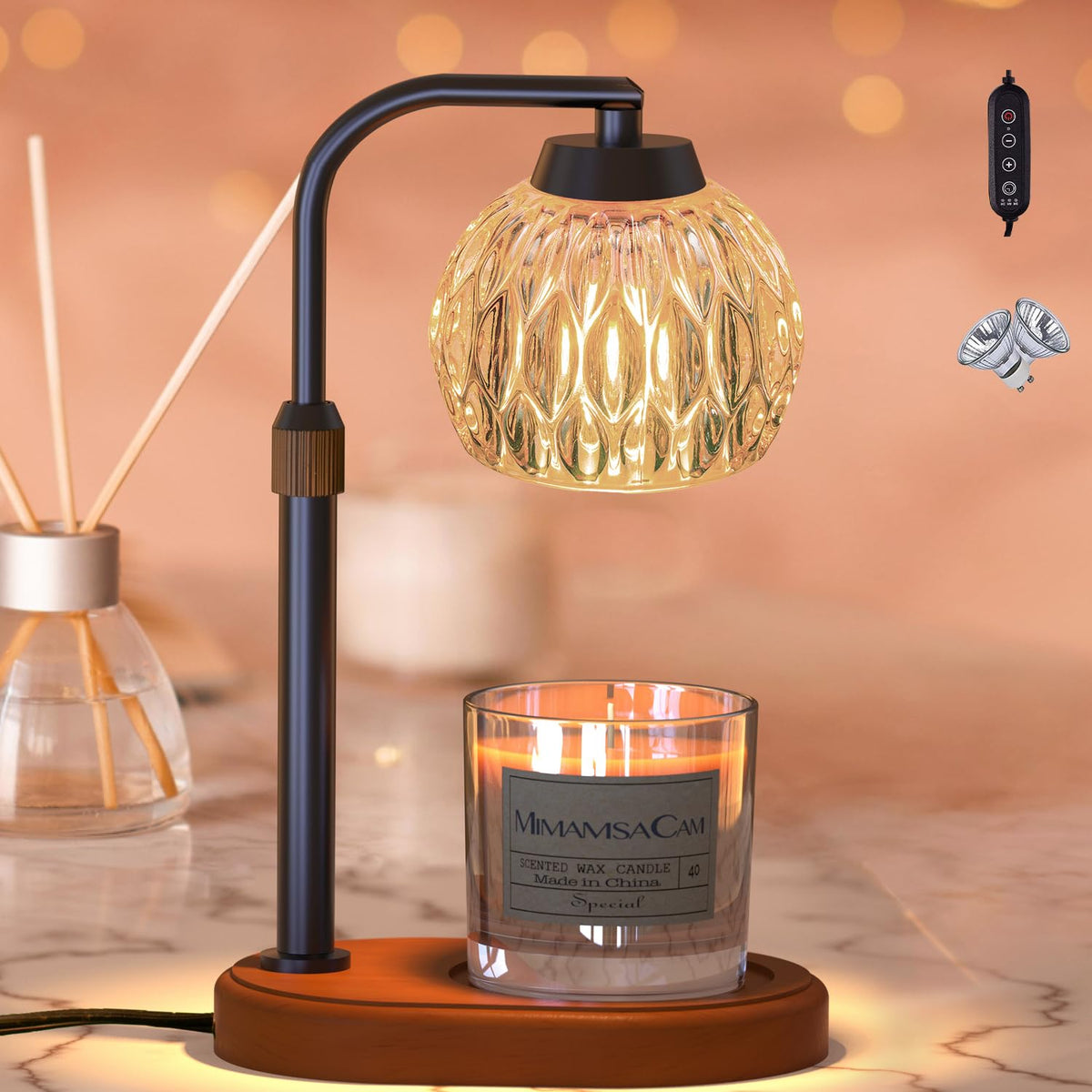 Candle Warmer Lamp with Timer Dimmer Adjustable T56331