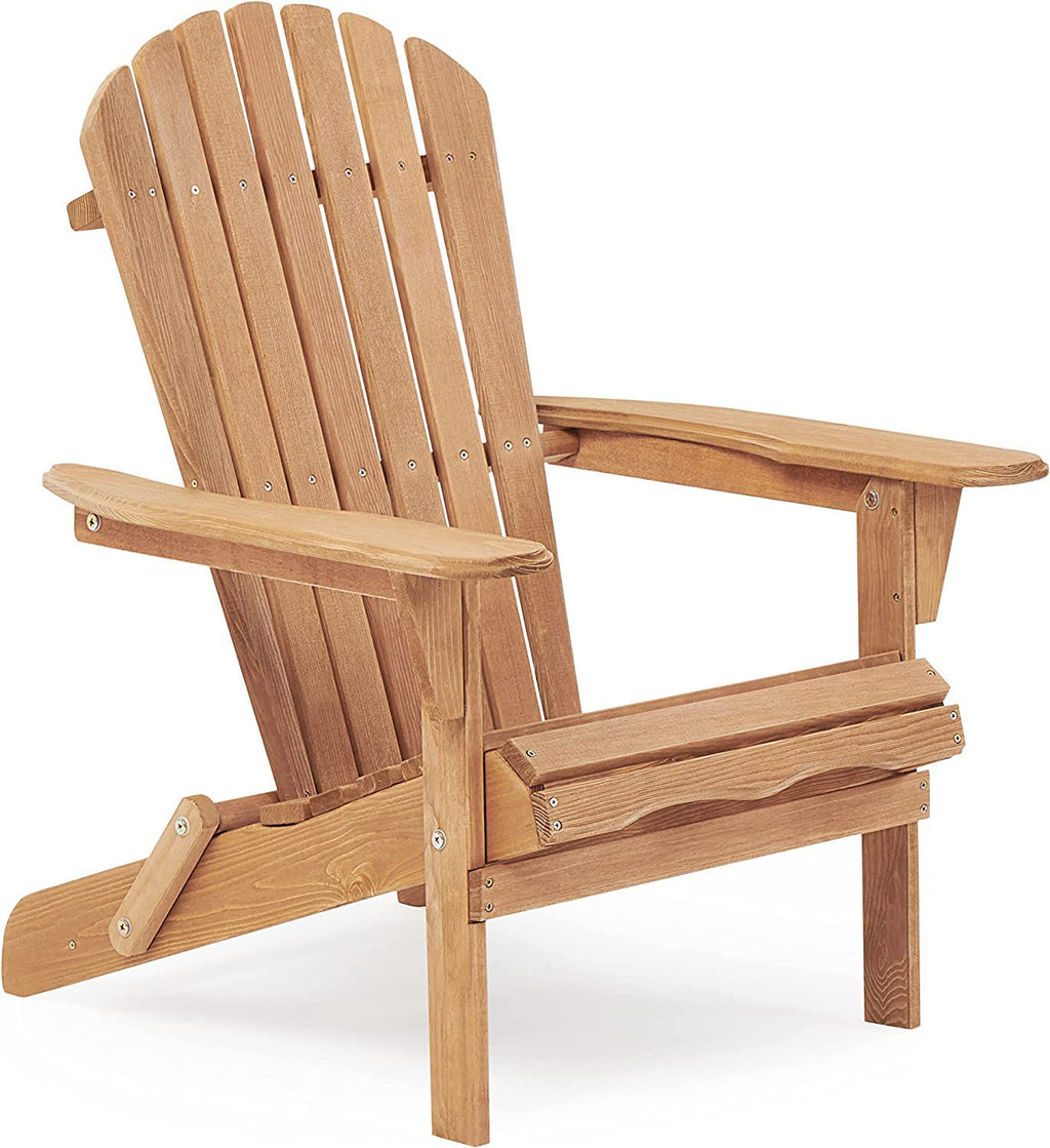 Wooden Folding Adirondack Chair Set of 2 Solid Cedar Light Brown Q184