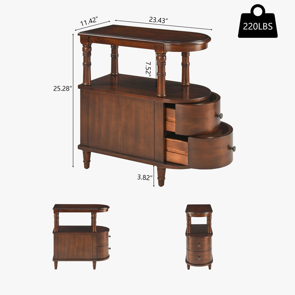 Solid Wood End Table with 2 Drawers B64992