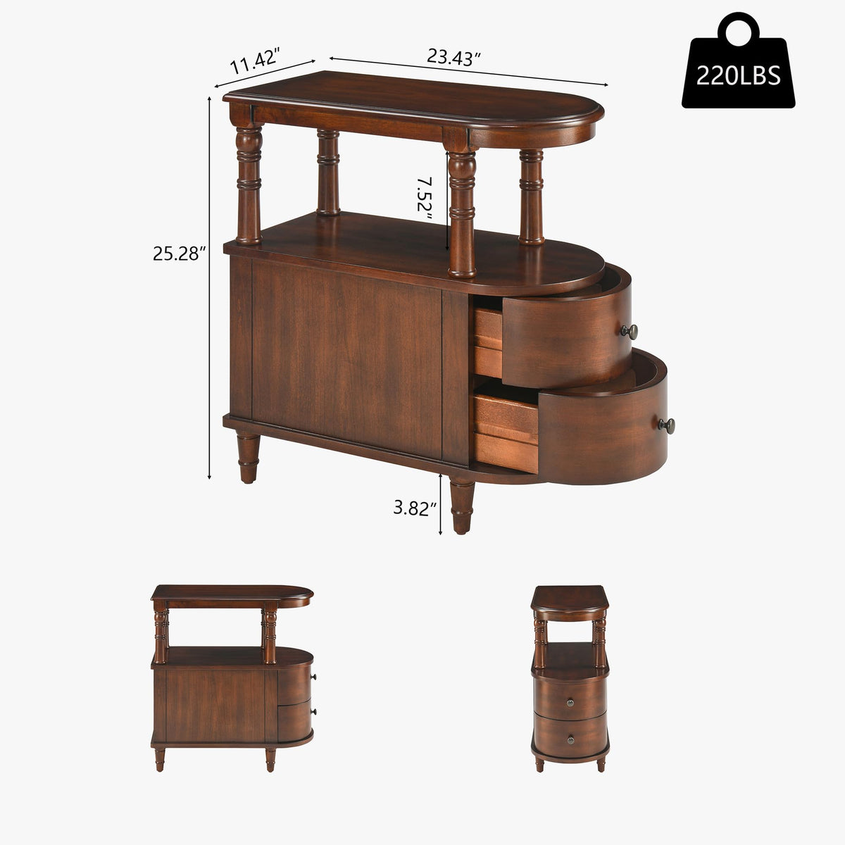 Solid Wood End Table with 2 Drawers B64992