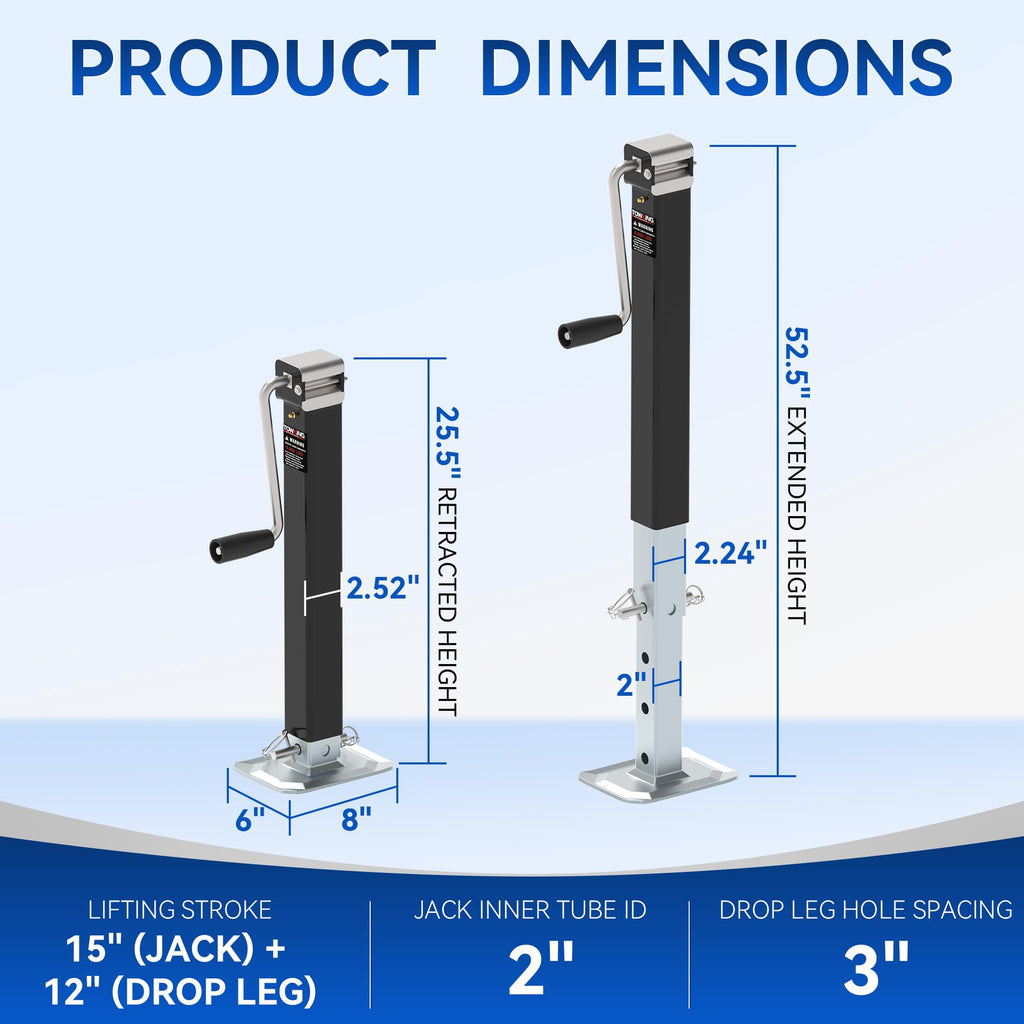 15" Lift Heavy Duty Weld On Trailer Jack L81619